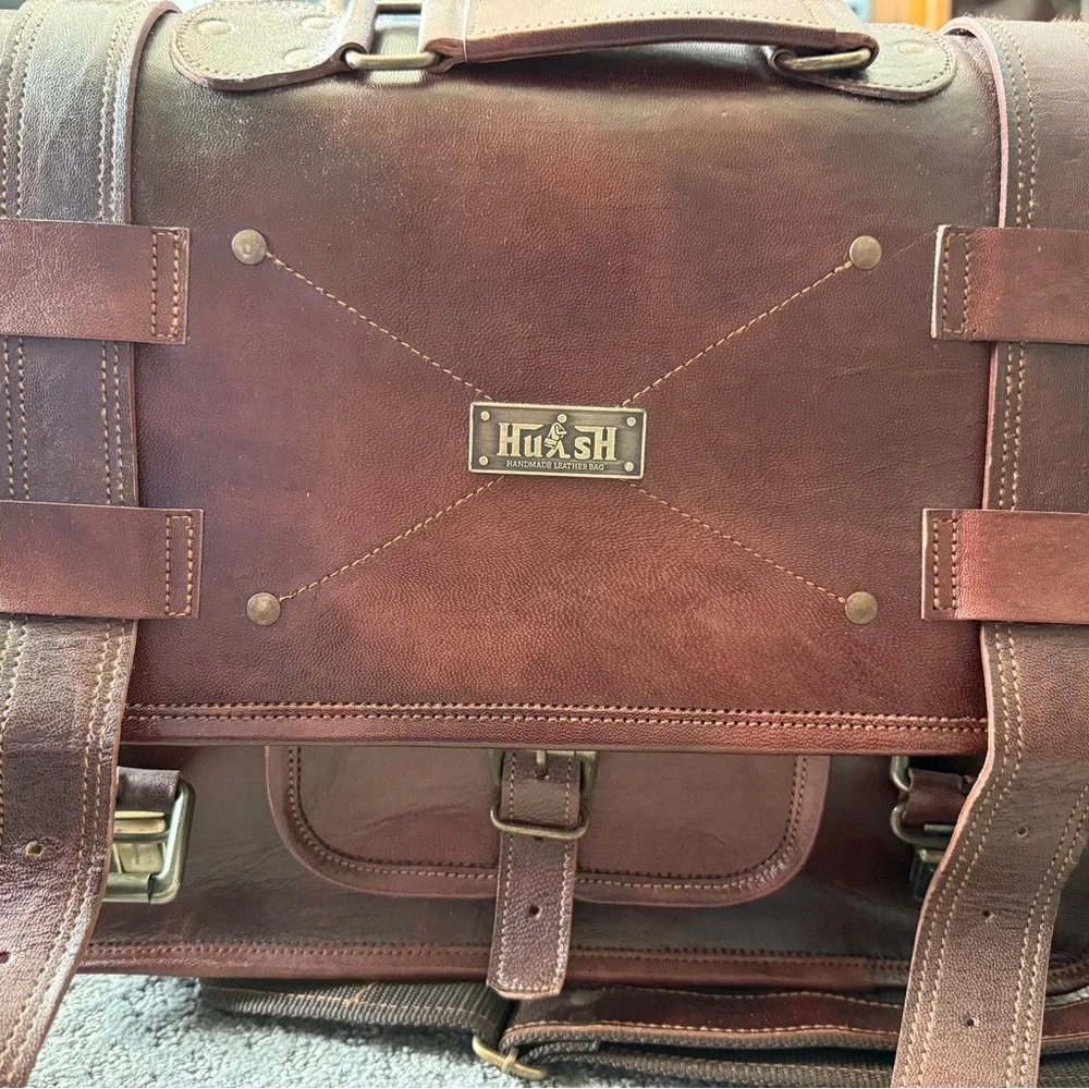 Brown Leather Men's Briefcase - Classic Professional Satchel